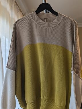 Free People Easy Street Colorblock Sweater | Ribbed Mock Neck | Oversized Fit